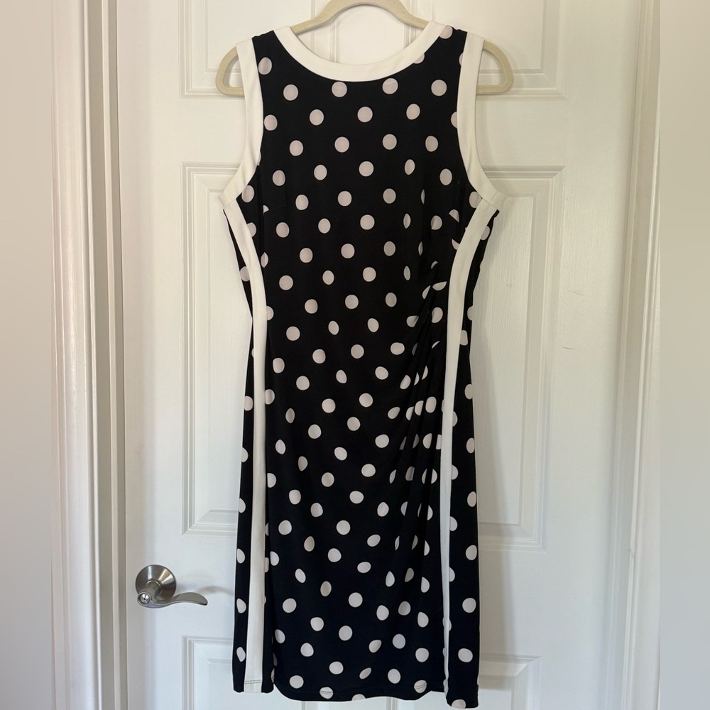 Chaps Black and White Sheath Polka Dot Dress XL